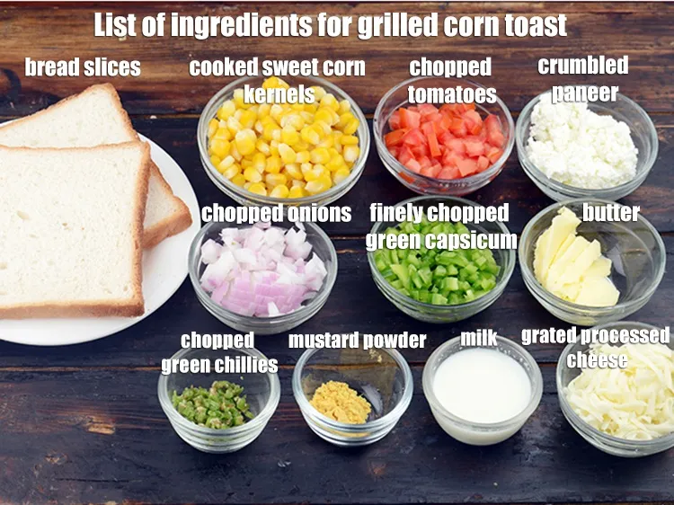 Step 2 – <strong>Grilled corn toast</strong> is made from 1/2 cup cooked sweet corn kernels (makai ke dane), …