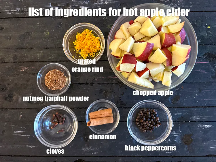 Step 2 – <strong>what is hot apple cider made of ? </strong><u><em>See below image of list of ingredients …