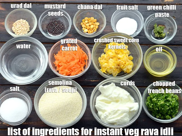 Step 2 – <strong>instant veg rava idli is made from</strong> 1 1/4 cups&nbsp;<a href="https://www.tarladalal.com/glossary-semolina-sooji-rava-rawa-603i">semolina (rava / sooji)</a>,&nbsp;2 tbsp …