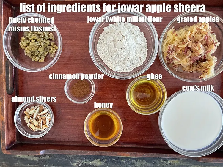 Step 2 – <strong>What is jowar apple sheera made of ?</strong> is made from&nbsp;<meta charset="UTF-8" />1/2 cup&nbsp;jowar (white …