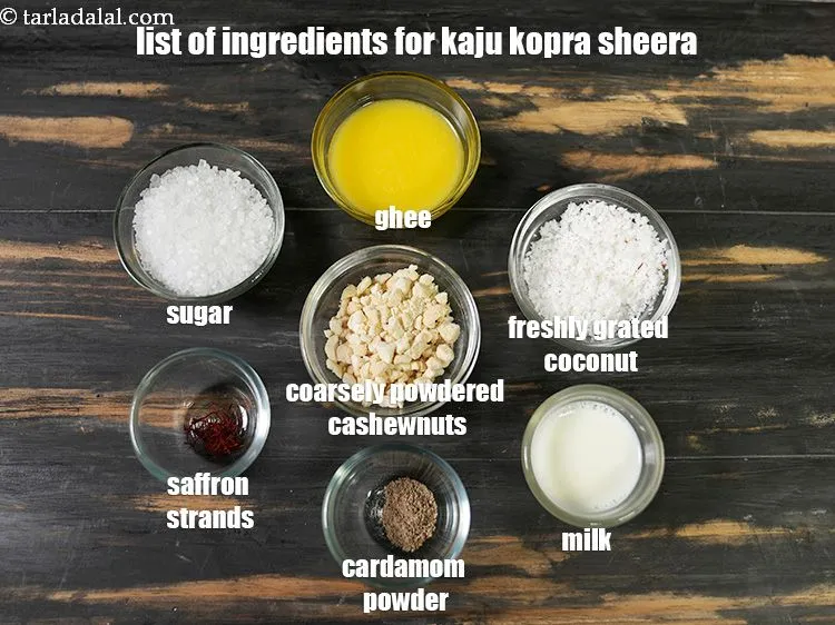 Step 2 – <strong>what is kaju kopra sheera made of ?</strong> <strong>Indian cashewnut and coconut halwa&nbsp;</strong>&nbsp;is made from …