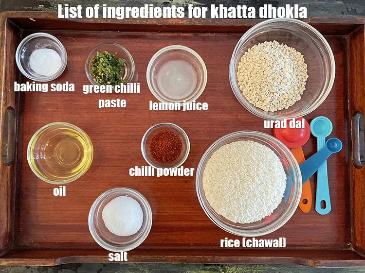 Step 2 – <strong>what is khattar dhokla made of ? </strong><u><em>see below image of list of ingredients for …