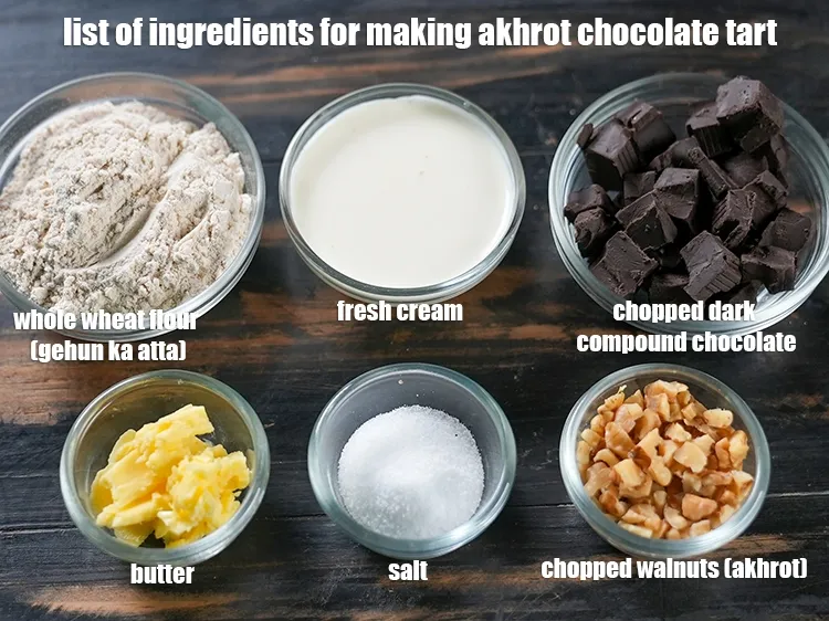 स्टेप 2 – <u><em>अखरोट चॉकलेट टार्ट बनाने के लिए सामग्री की सूची के …