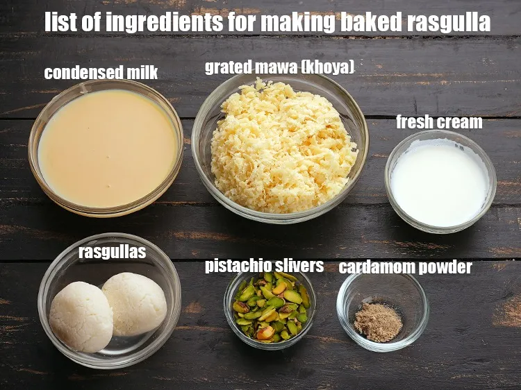 Step 2 – <u><em>See the below image of list of ingredients for making baked rasgulla.</em></u>
