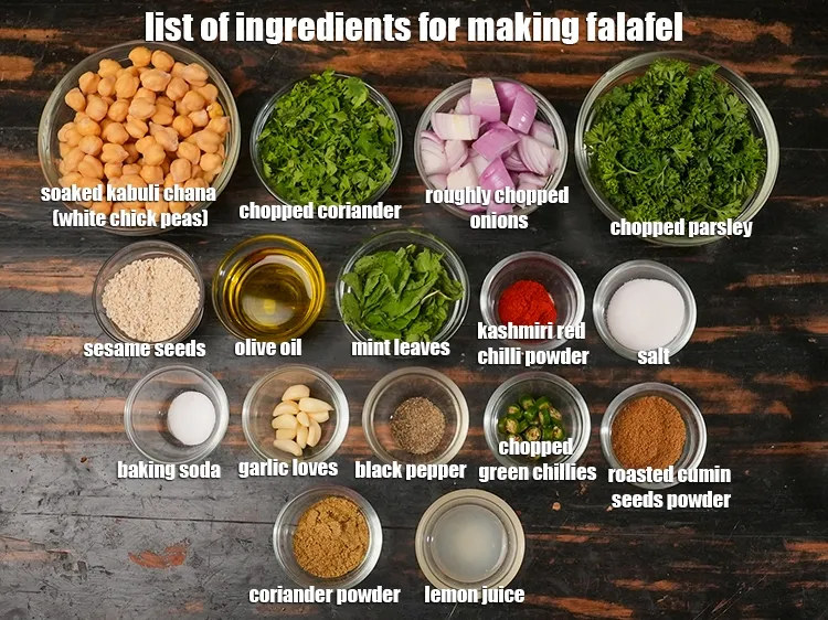 Step 2 – <u><em>See the below image of list of ingredients for making falafel recipe.</em></u>
