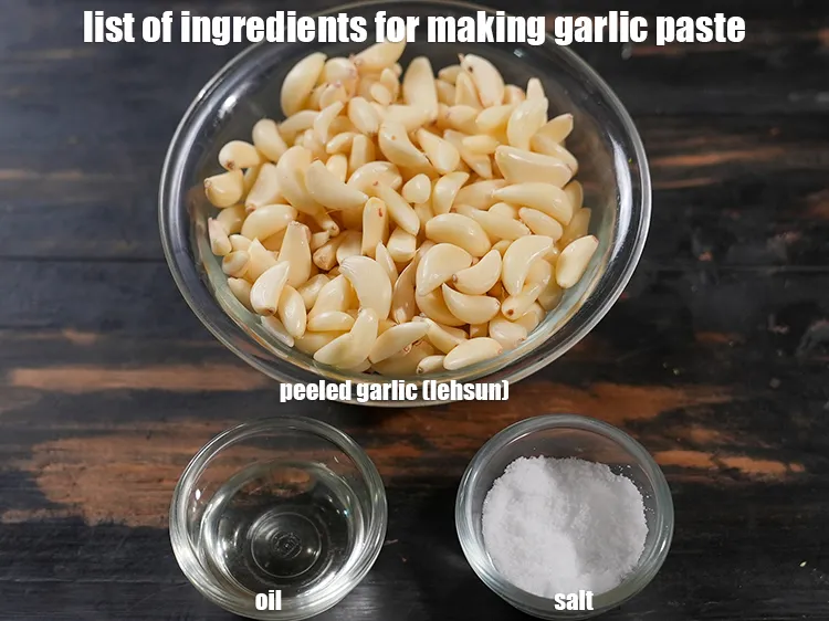 स्टेप 2 – <u><em>लहसुन का पेस्ट बनाने के लिए सामग्री की सूची के …