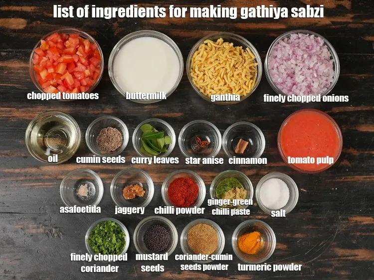 स्टेप 2 – <u><em>गाठिया सब्ज़ी रेसिपी बनाने के लिए सामग्री की सूची की …