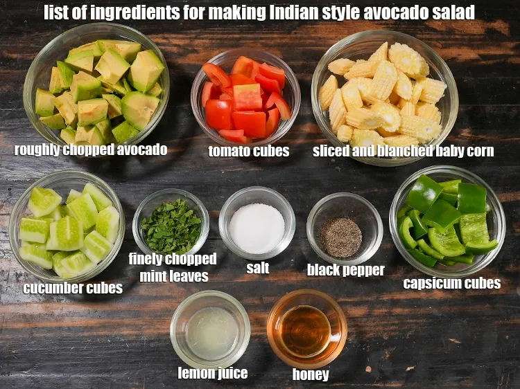 स्टेप 2 – <strong>एवोकाडो सलाद किस चीज़ से बनता है?&nbsp;</strong><u><em>भारतीय शैली एवोकैडो सलाद …
