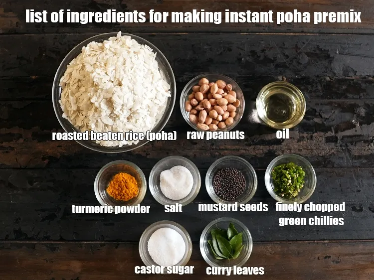 Step 2 – <u><em>See the below image of list of ingredients for making instant poha premix.</em></u>