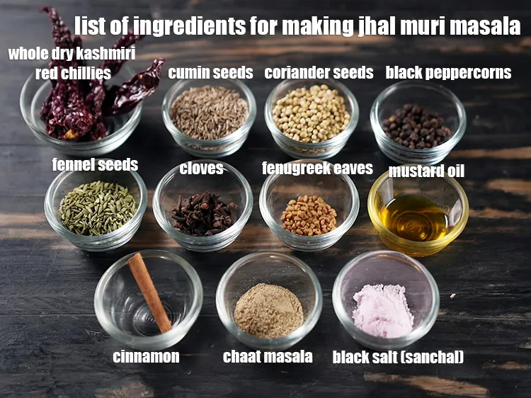 Step 2 – <u><em>See the below image of list of ingredients for making jhal muri masala.</em></u>