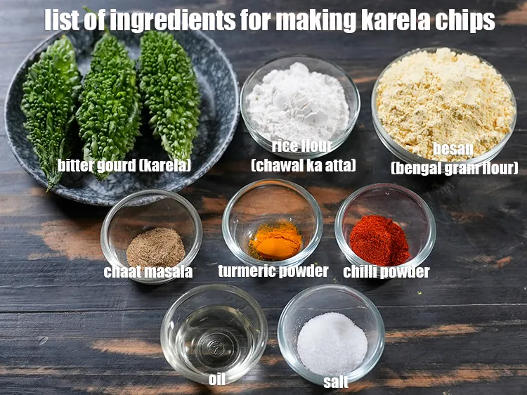 Step 2 – <strong>Karela chips </strong>are made of&nbsp;2 cups&nbsp;thinly&nbsp;<a href="https://www.tarladalal.com/glossary-sliced-bitter-gourd-1145i">sliced bitter gourd (karela)</a>&nbsp;, unpeeled,&nbsp;1 tsp&nbsp;<a href="https://www.tarladalal.com/glossary-salt-namak-table-salt-418i">salt</a><br /> 1/2 …