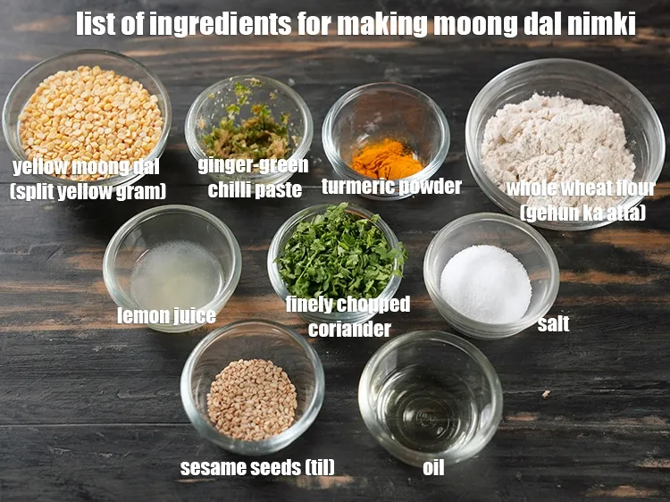 स्टेप 2 – <u><em>मूंग दाल निमकी बनाने के लिए सामग्री की सूची की …
