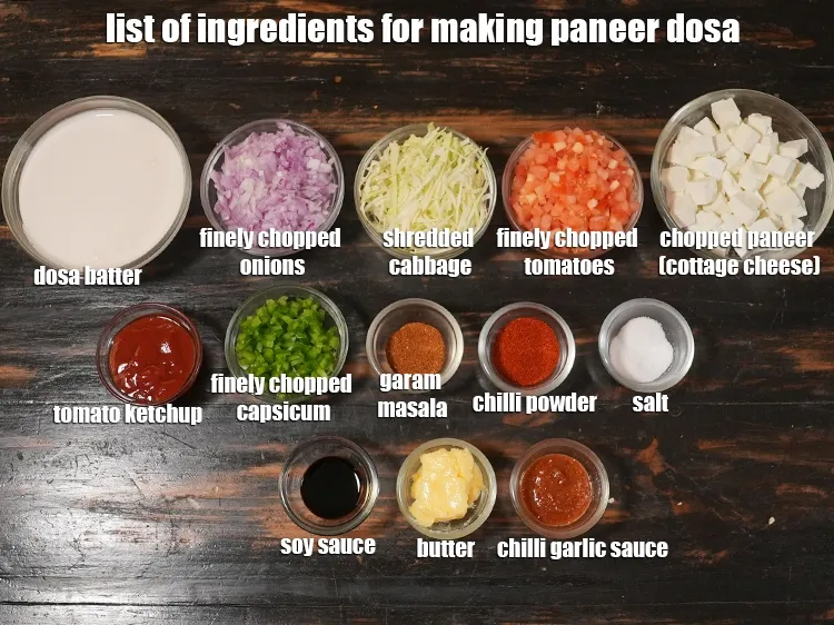 स्टेप 7 – <em><u>पनीर डोसा रेसिपी बनाने के लिए सामग्री की सूची की …