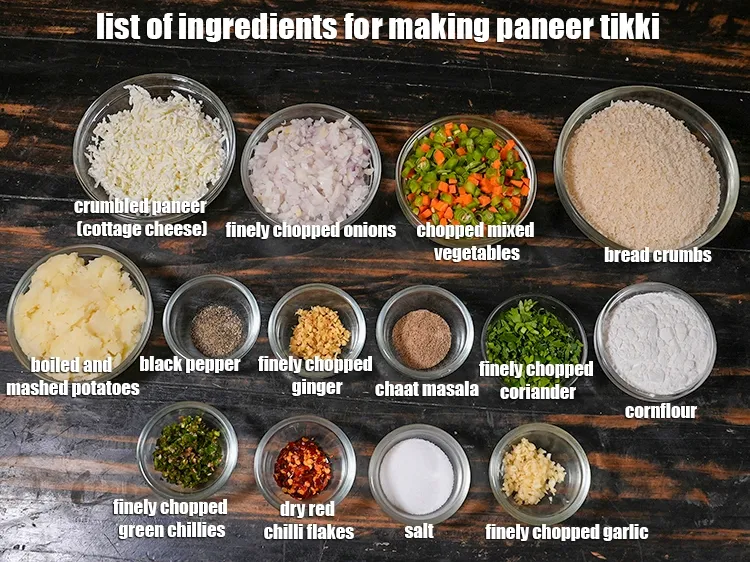 स्टेप 2 – <em><u>पनीर टिक्की&nbsp;बनाने के लिए सामग्री की सूची की नीचे दी …
