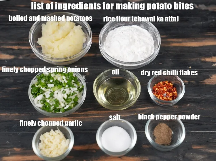 Step 2 – <em><u>See the below image of list of ingredients for making potato bites.</u></em>