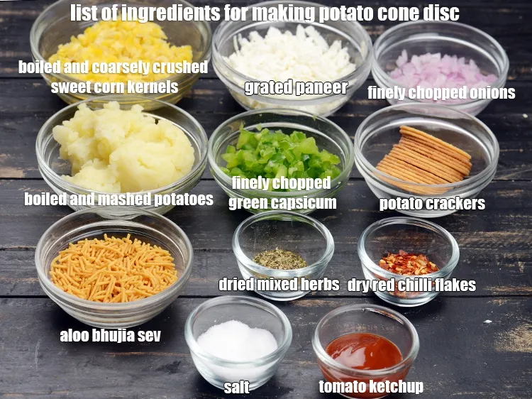 Step 2 – See the below image of list of ingredients for making potato cone disc.
