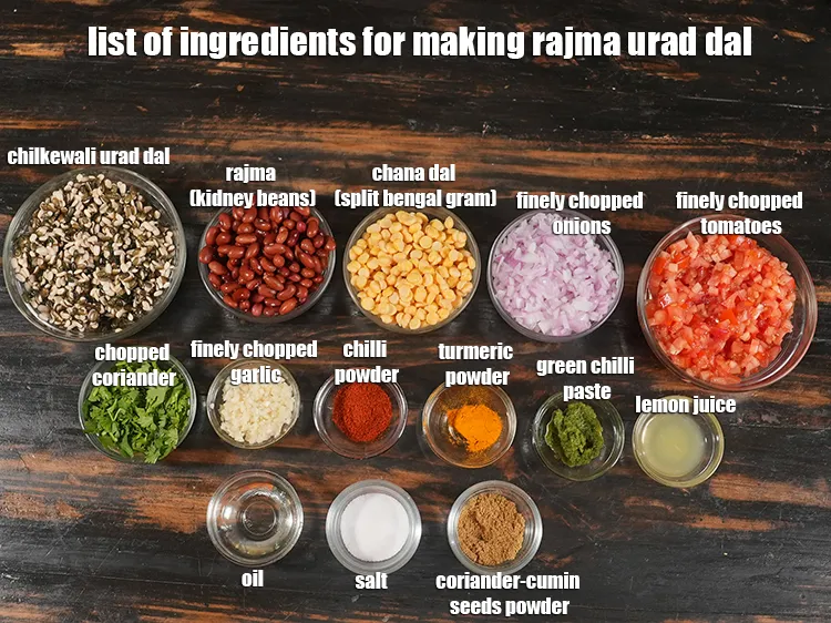 Step 2 – <p><i><u>See the below image of list of ingredients for making rajma urad dal recipe.</u></i></p>