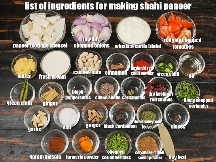 Step 2 – <u><em>See the below ingredients for making shahi paneer recipe.</em></u>