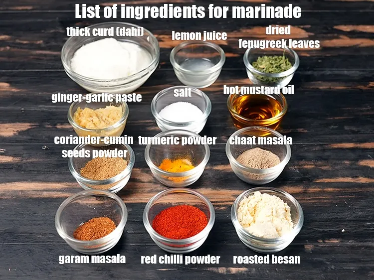 Step 3 – <em><u>See the below image of list of ingredients for making Marinade.</u></em>