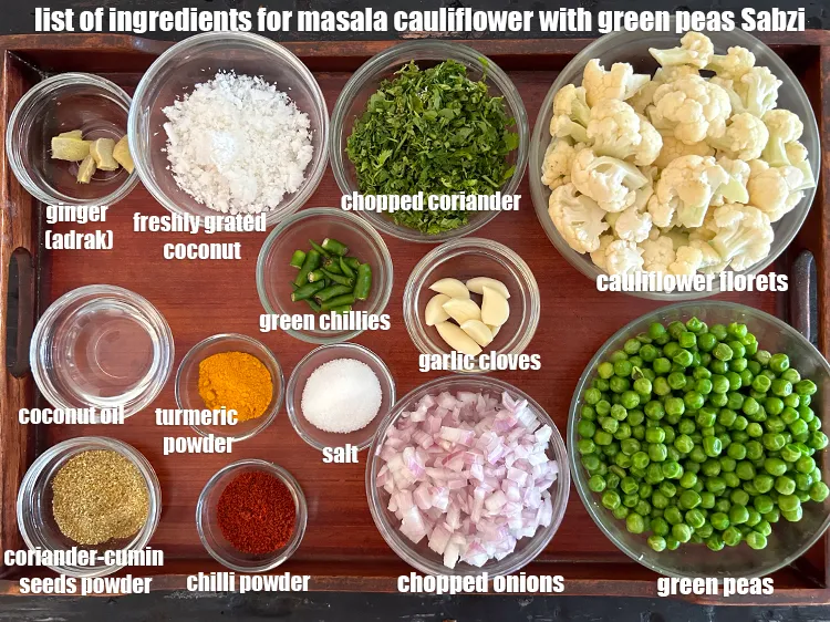 Step 2 – <strong>what is masala cauliflower with grean peas sabzi made of ?</strong><u><em> See below image of …