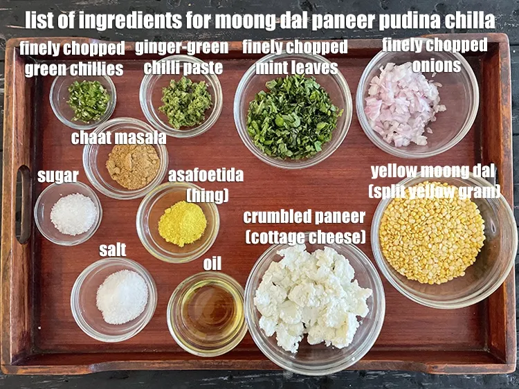 Step 2 – <strong>what is &nbsp;moong dal paneer pudina chilla made of? healthy moong dal cheela&nbsp;</strong>is made from …