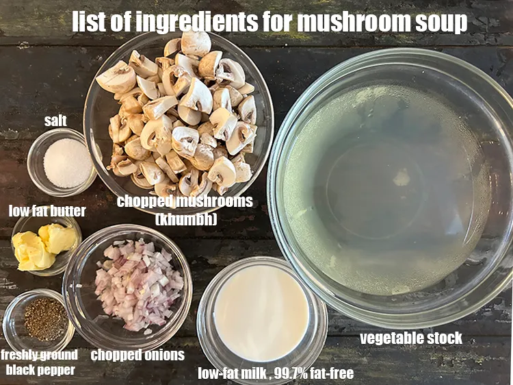 स्टेप 2 – <u><em>मशरूम सूप के लिए सामग्री की सूची के लिए छवि …
