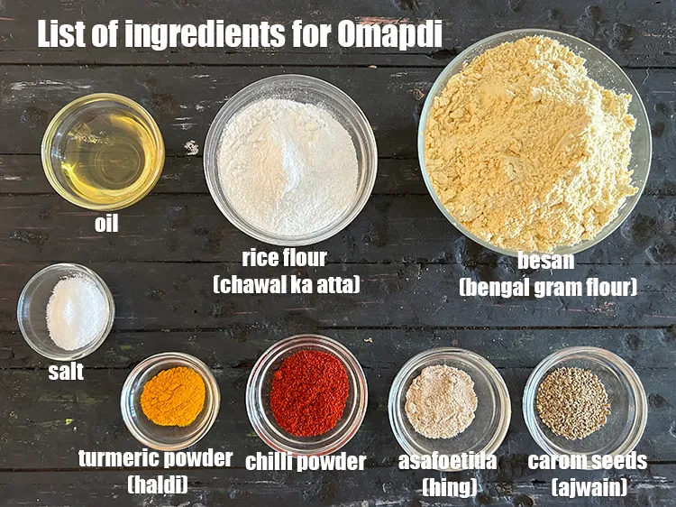 Step 2 – <strong>what is omapodi made of ?</strong> <u><em>See below image of list of ingredients for&nbsp;omapodi.</em></u>