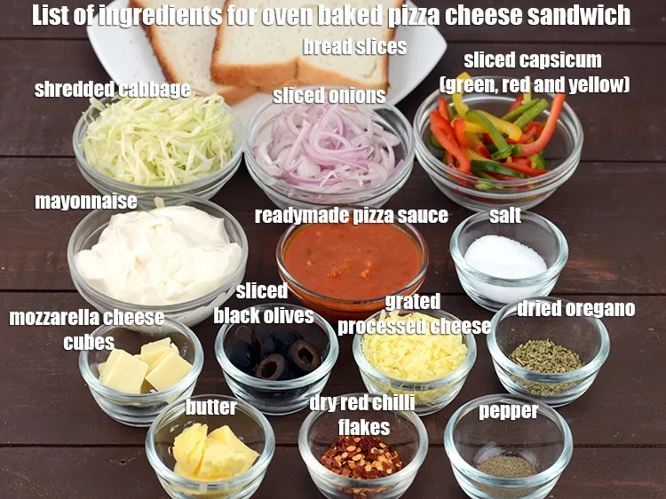 Step 2 – <strong>oven baked pizza cheese sandwich recipe | Indian grilled cheese pizza sandwich | cheesy sandwich …