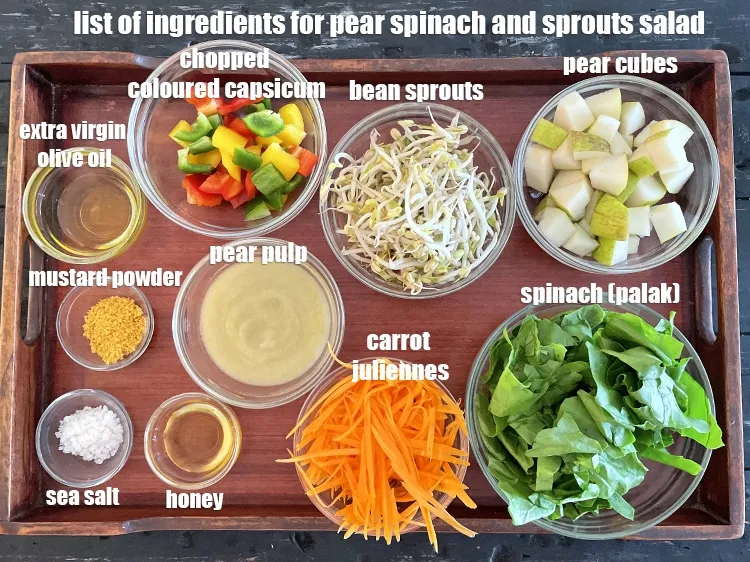 स्टेप 2 – <strong>नाशपाती पालक और स्प्राउट्स सलाद किससे बनता है?&nbsp;</strong>१ कप नाशपाती …