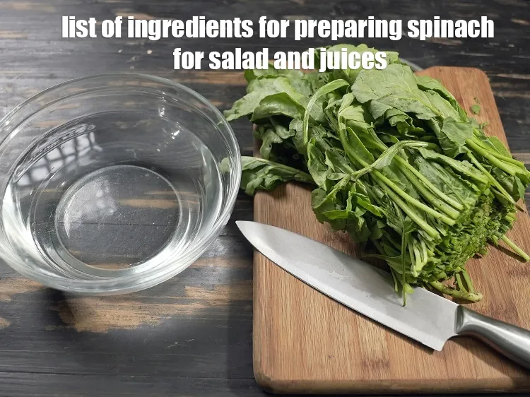 Step 2 – <u><em>See the below image of list of ingredients for preparing spinach for salad and juices.</em></u>