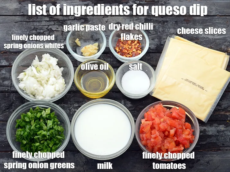 Step 2 – <strong>easy queso dip</strong> is made from 1/2 cup finely chopped tomatoes, 4&nbsp;Britannia&nbsp;<a href="https://www.tarladalal.com/glossary-cheese-slices-765i">cheese slices</a>,&nbsp;2 tsp …