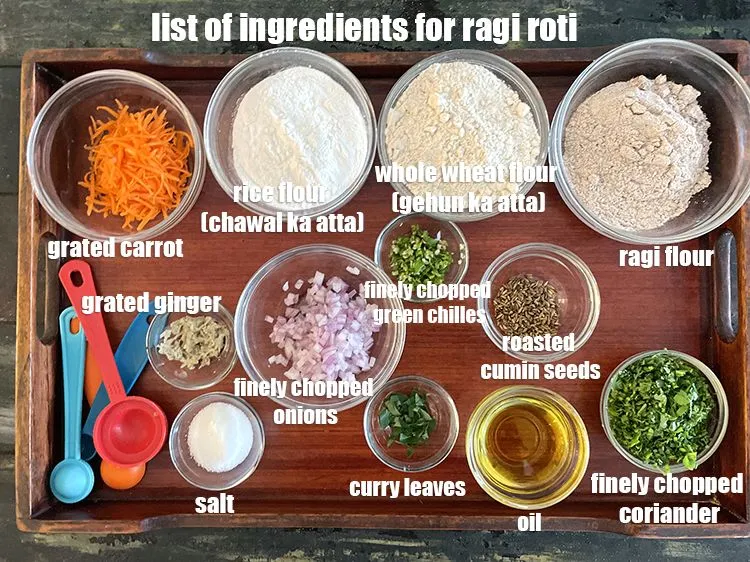 Step 2 – <strong>what is nachni roti made of ?</strong> <u><em>See below list of ingredients to make ragi …