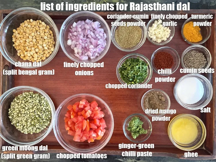 Step 2 – <strong>what is Rajasthani dal made of ?</strong> <u><em>See below image of list of ingredients for&nbsp;Rajasthani …