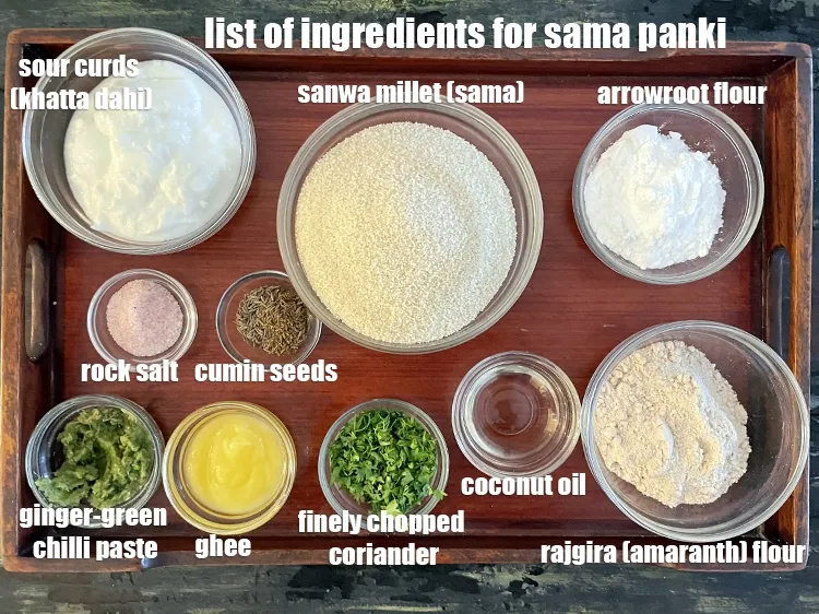 Step 2 – <strong>what is sama panki made of ?&nbsp;</strong><u><em>See below image of list of ingredients fors sama …
