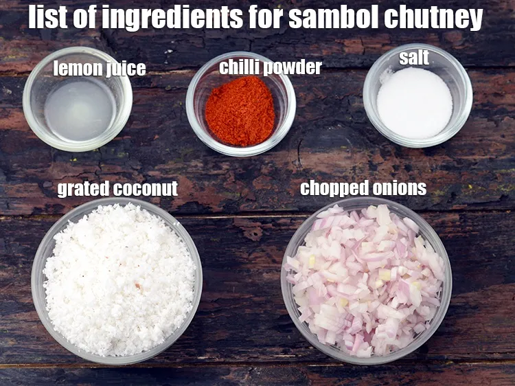 Step 2 – 1/2 cup&nbsp;freshly&nbsp;<a href="https://www.tarladalal.com/glossary-grated-coconut-852i">grated coconut</a>, 1/2 cup&nbsp;finely&nbsp;chopped onions, 1 tsp&nbsp;chilli powder, salt&nbsp;to taste and&nbsp;1 tsp&nbsp;lemon juice.&nbsp;<u><em>See …