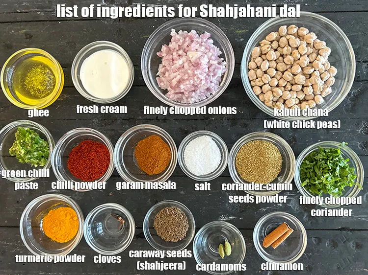 Step 2 – <strong>What is Shahjahani dal made of ?</strong> <u><em>See below image of list of ingredients for&nbsp;Shahjahani …
