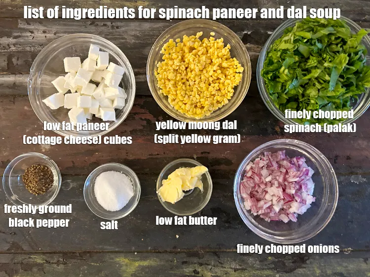 Step 2 – <strong>what is spinach paneer and dal soup made of ? </strong><u><em>See below image of list …