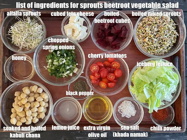 स्टेप 2 – <strong>स्प्राउट्स बीटरूट वेजिटेबल सलाद किससे बनता है?&nbsp;चेरी टमाटर, अंकुरित प्रोटीन …