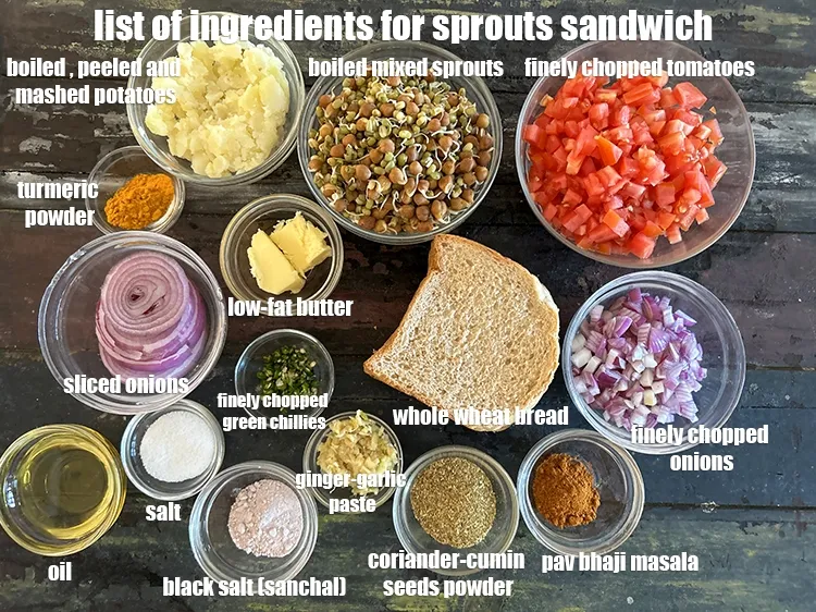स्टेप 2 – <u><em>स्प्राउट्स सैंडविच के लिए सामग्री की सूची के लिए छवि …