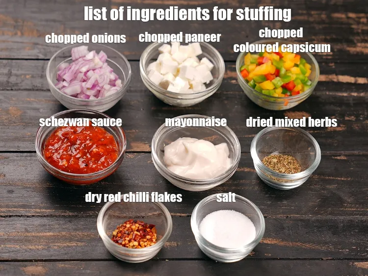 Step 2 – <u><em>See the below image of list of ingredients for Stuffing.</em></u>