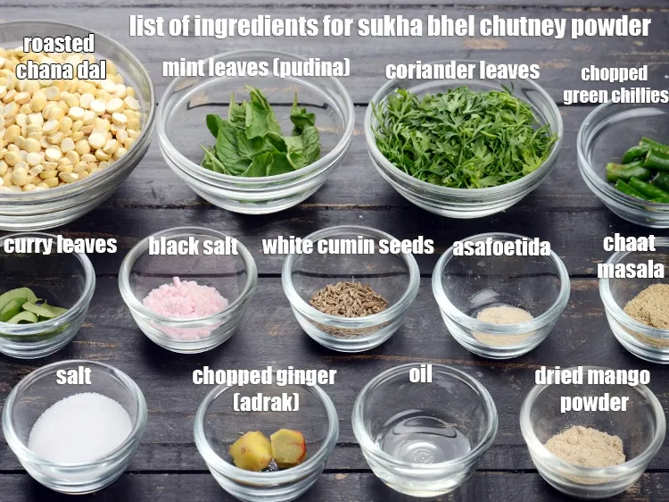 Step 2 – See the below image of list of ingredients for sukha bhel chutney powder.