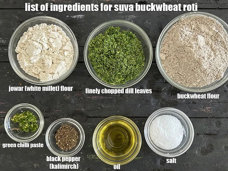 Step 2 – <strong>what is suva buckwheat roti made of ? </strong><u><em><strong>See</strong> below image of list of ingredients …