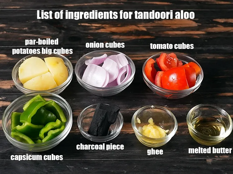 Step 2 – <em><u>See the below image of list of ingredients for making tandoori aloo.</u></em>