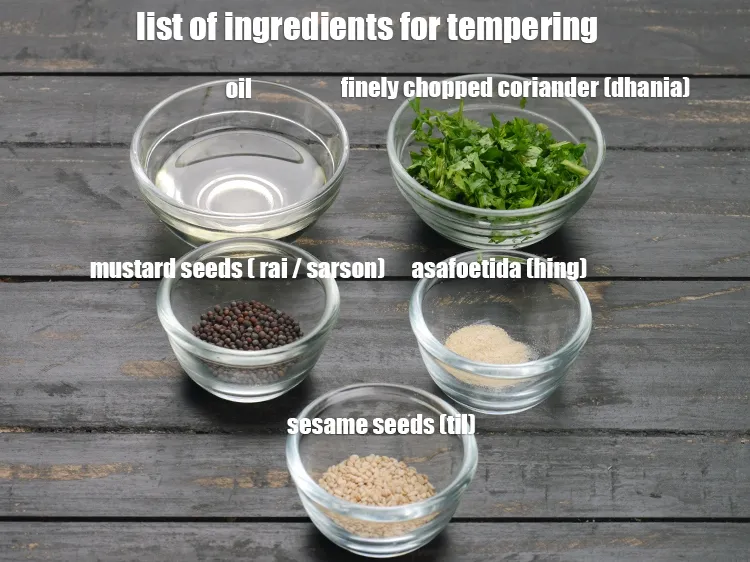 Step 3 – <strong>For the tempering</strong>: 1 tbsp oil, 1 tsp mustard seeds (rai / sarson), 1 tsp …