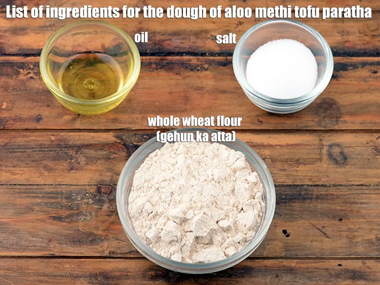 Step 2 – <strong>what is dough of aloo methi tofu paratha made of? dough of Indian style tofu&nbsp;methi …