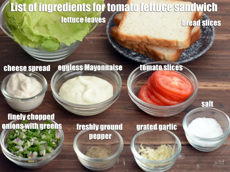 Step 2 – 8&nbsp;<a href="https://tarladalal.com/glossary-toasted-bread-slices-2334i">toasted bread slices</a>, 16&nbsp;<a href="https://tarladalal.com/glossary-tomato-slices-1823i">tomato slices</a>, 4&nbsp;<a href="https://tarladalal.com/glossary-lettuce-salad-ke-patte-498i">lettuce</a>&nbsp;leaves, salt and freshly ground black pepper …
