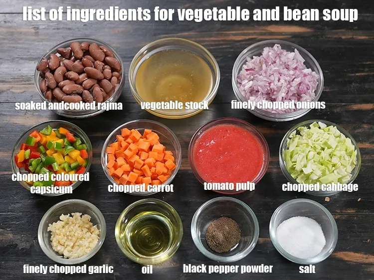 Step 2 – <strong>what is vegetable and bean soup made of?</strong> <u><em>See below image of list of ingredients …