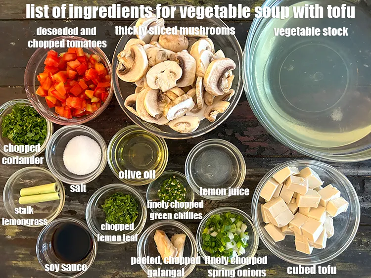 Step 2 – <strong>what is vegetable soup with tofu made of ?</strong><u><em> See below image of list of …
