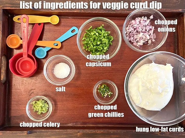 Step 2 – <strong>what is veggie curd dip made off? vegetable yoghurt dip</strong>&nbsp; is made from&nbsp;1/4 cup&nbsp;finely&nbsp;<a href="glossary-chopped-capsicum-164i">chopped …