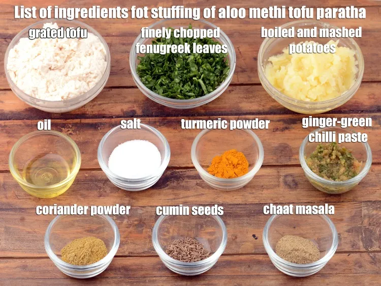 Step 3 – <strong>what is the stuffing of aloo metho tofu paratha made of? the stuffing of&nbsp;&nbsp;Indian style …